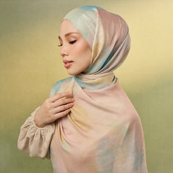 Aloe green Aire Modal print fabric by TudungPeople, showcasing soft, textured Sage color with intricate print details.
