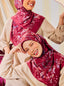 Colorful TudungPeople Soiree print fabric with intricate patterns and vibrant design, ideal for stylish headscarves and fashion accessories.