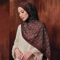 Cross stitch print featuring mahogany wood pattern by TudungPeople, showcasing intricate craftsmanship and rich wood tones.
