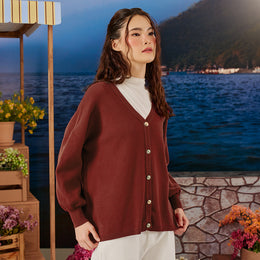 Knitted Cardigan - Brick