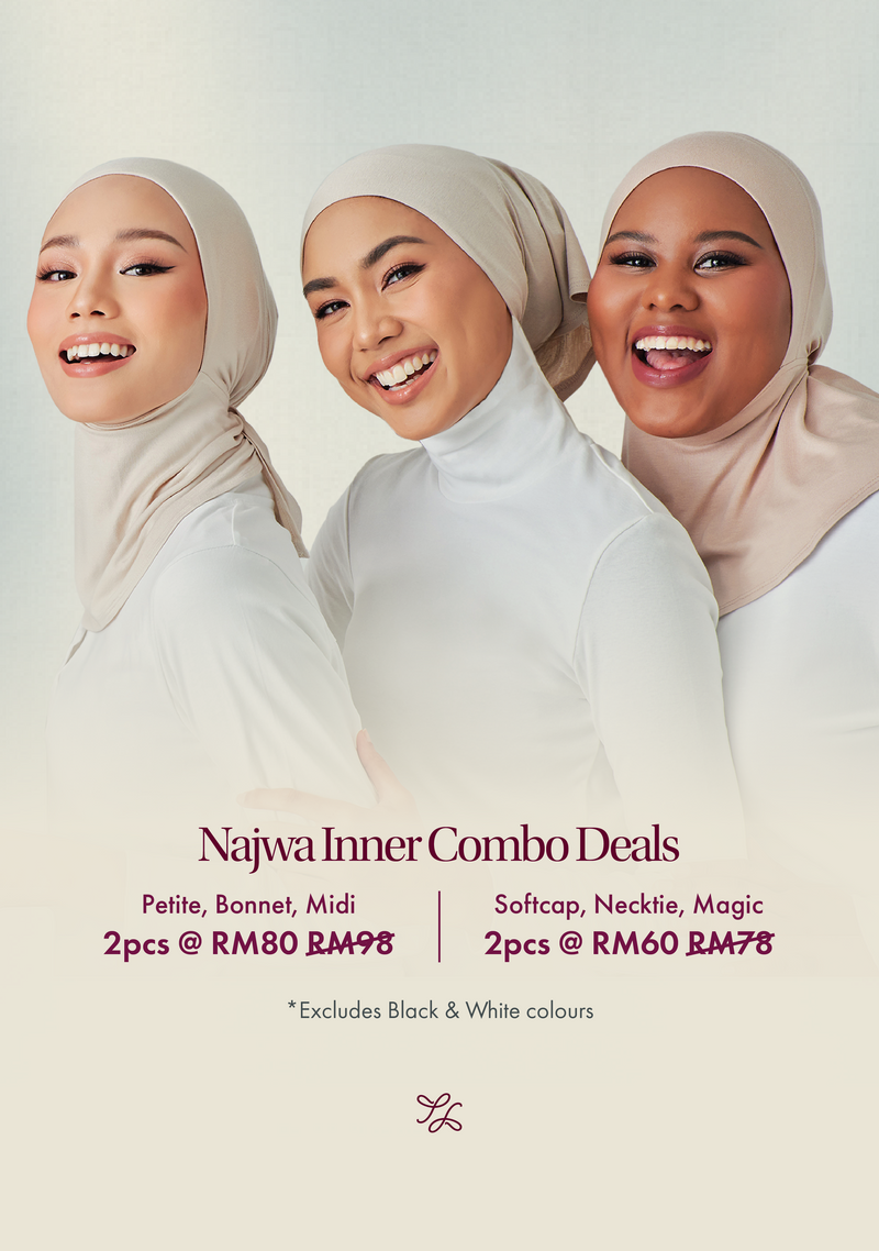 Najwa Inner Combo Deals with three smiling women in beige Najwa inners
