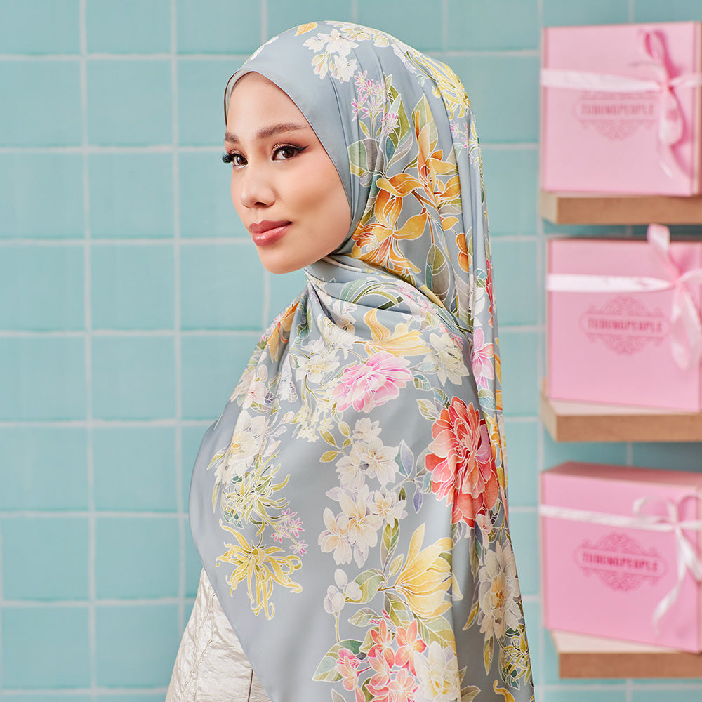 LE Batik Floral in Soft Teal - TudungPeople