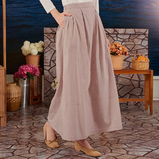 TudungPeople stripe skirt in ice cream color, stylish apparel with vertical white and pastel stripes, casual and trendy design.
