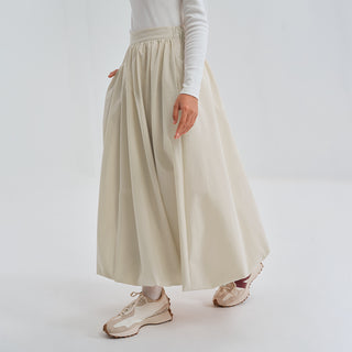 Light brown balloon skirt from TudungPeople featuring a high waist and billowy, relaxed fit for casual or stylish wear.