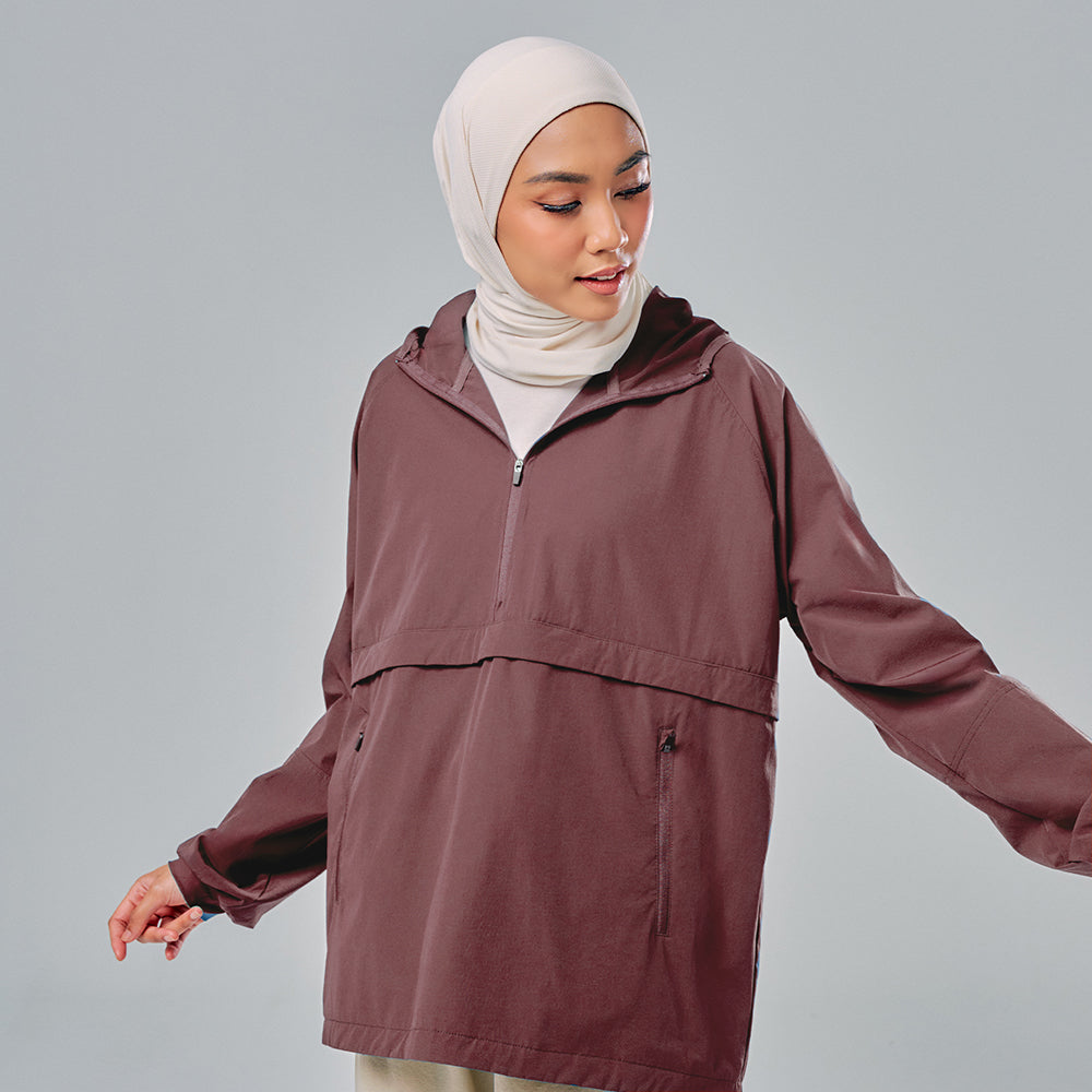 Half Zip Parka - Dark Purple | TudungPeople