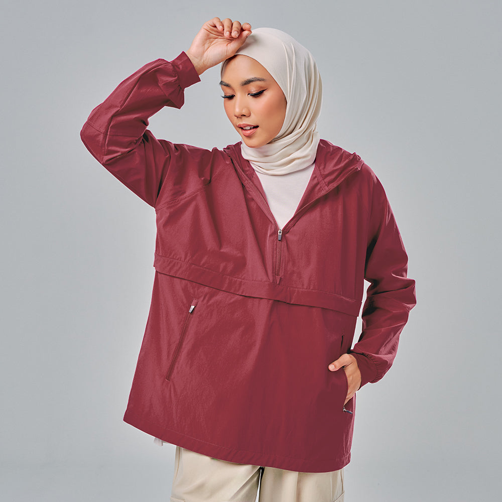 Half Zip Parka - Maroon