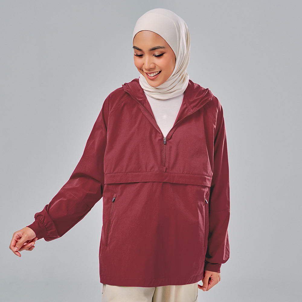 Half Zip Parka - Maroon