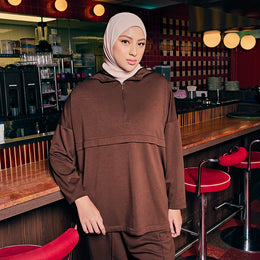 Half Zip Sweatshirt - Dark Brown