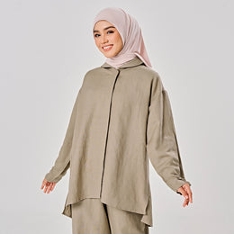 Linen Back Pleat Shirt - Khaki