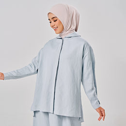 Linen Back Pleat Shirt - Sterling