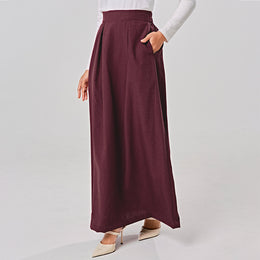 Linen Skirt - Burgundy