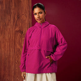 Printed Half Zip Parka - Monogram Fuschia