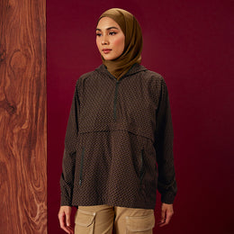 Printed Half Zip Parka - Monogram Brown