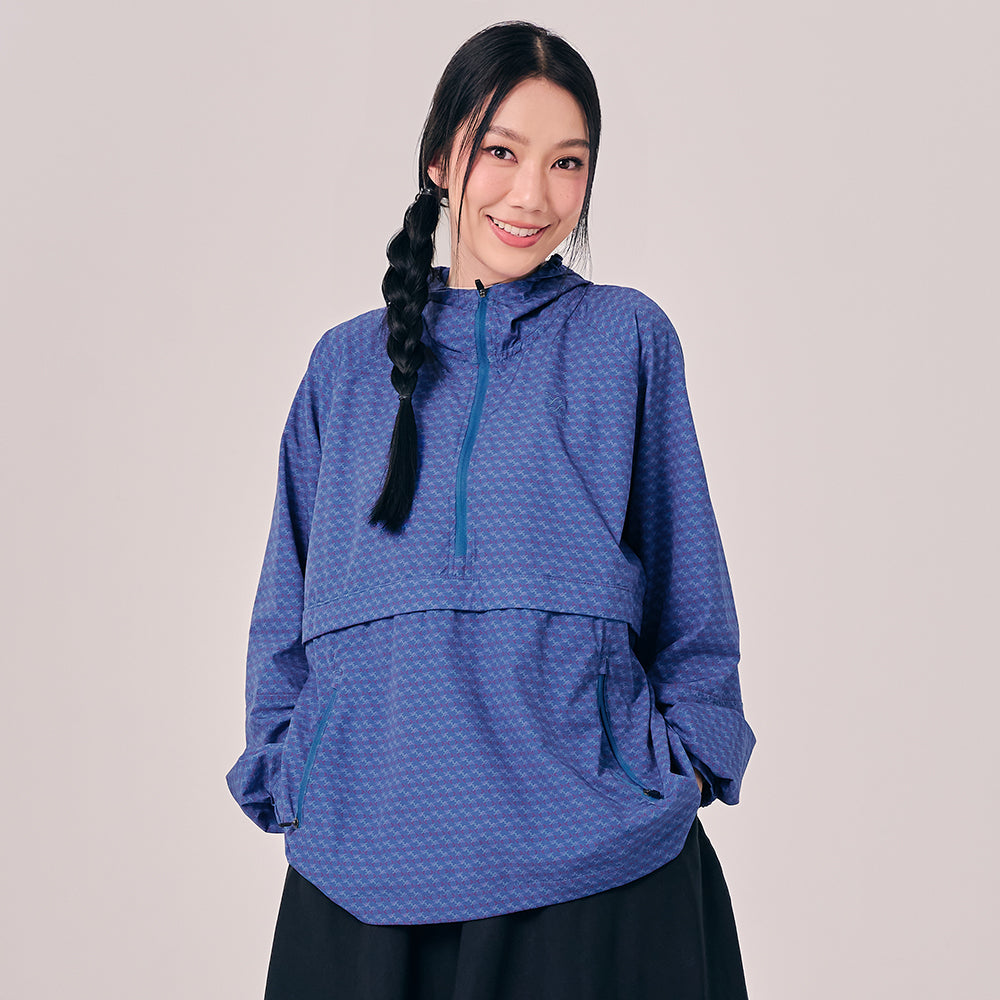 Printed Half Zip Parka - Abstract Sunset | TudungPeople