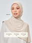 Size chart for TudungPeople Nano Najwa Sport Lite net active hijab, showing measurements and fit options.