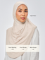 Size chart image for TudungPeople Najwa Sport Nour active hijab, featuring sizing details for the Nano Daring style.