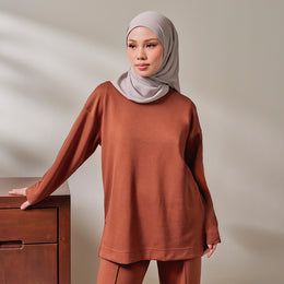 Back Pleated Sweatshirt - Brick