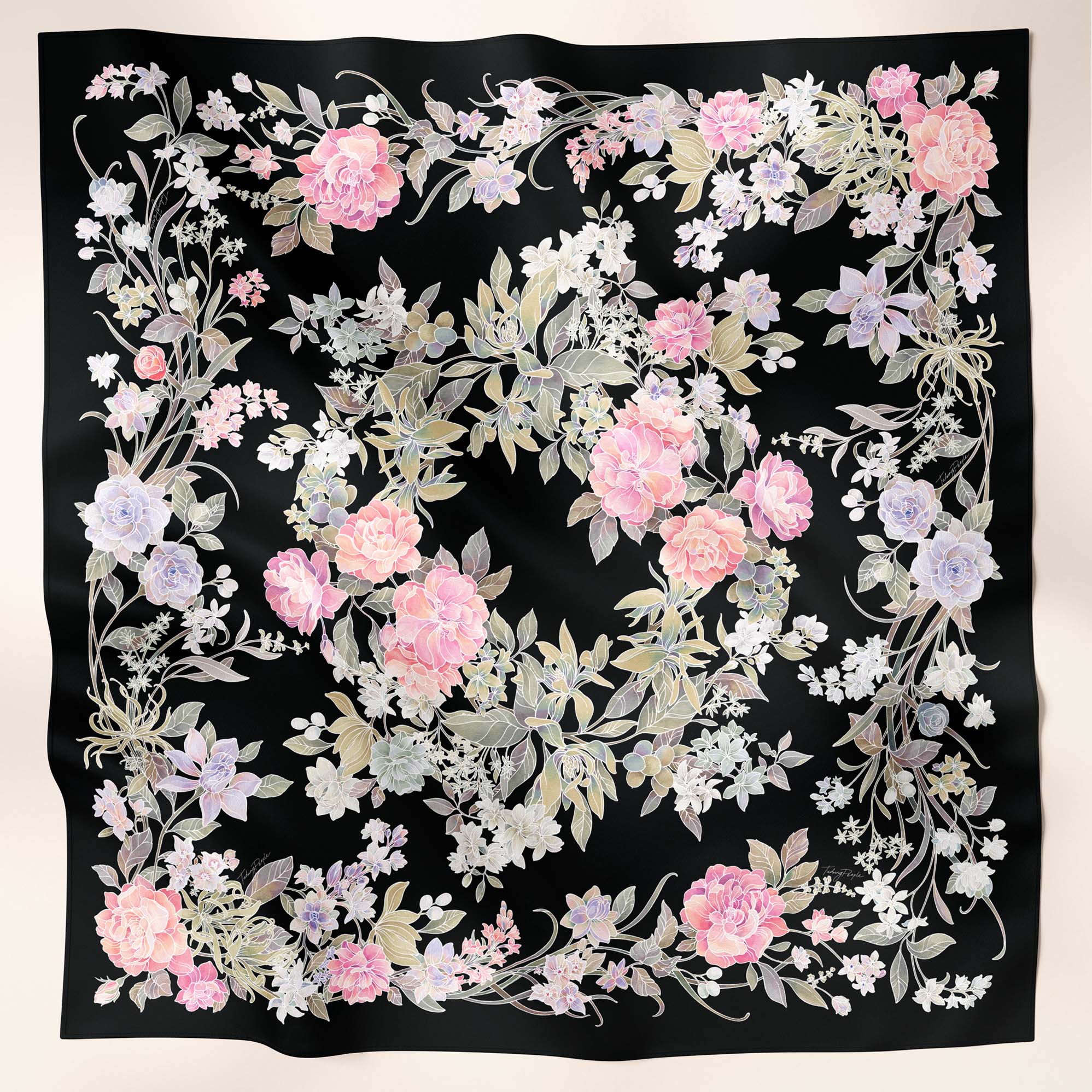 LE Batik Floral in Black (SQ) - TudungPeople