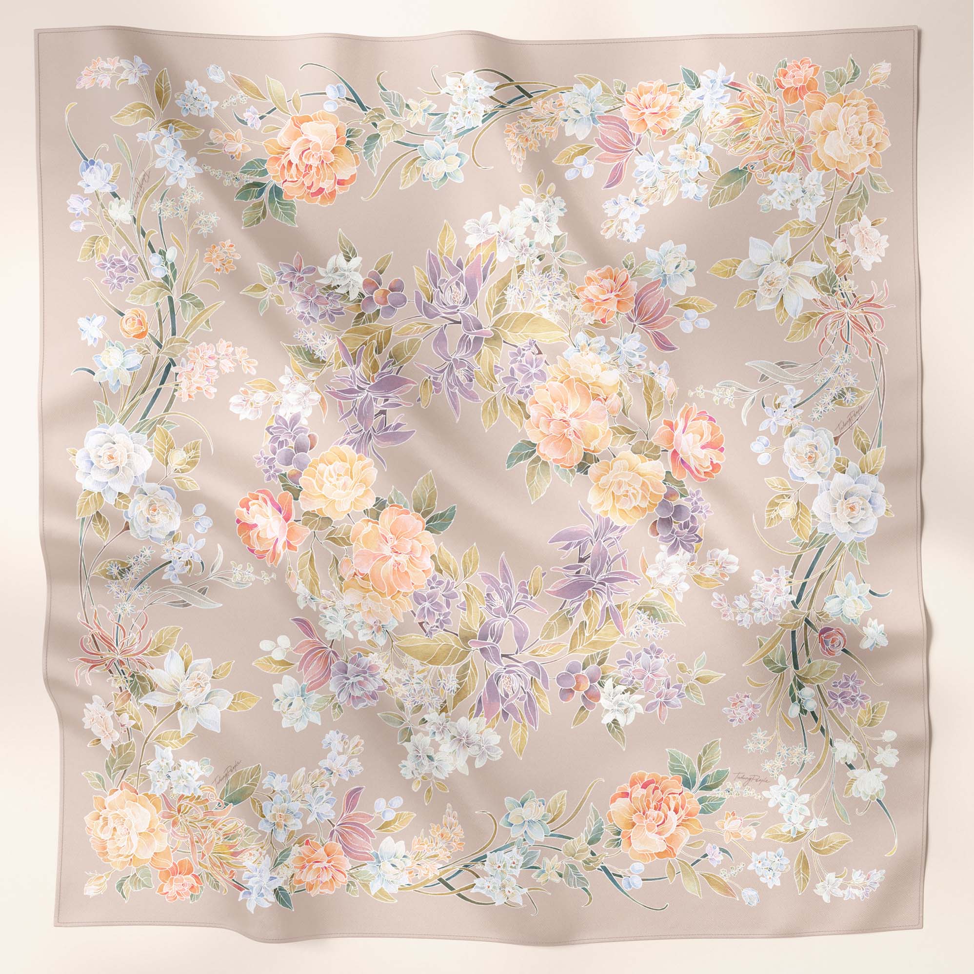 LE Batik Floral in Nude Brown (SQ) - TudungPeople