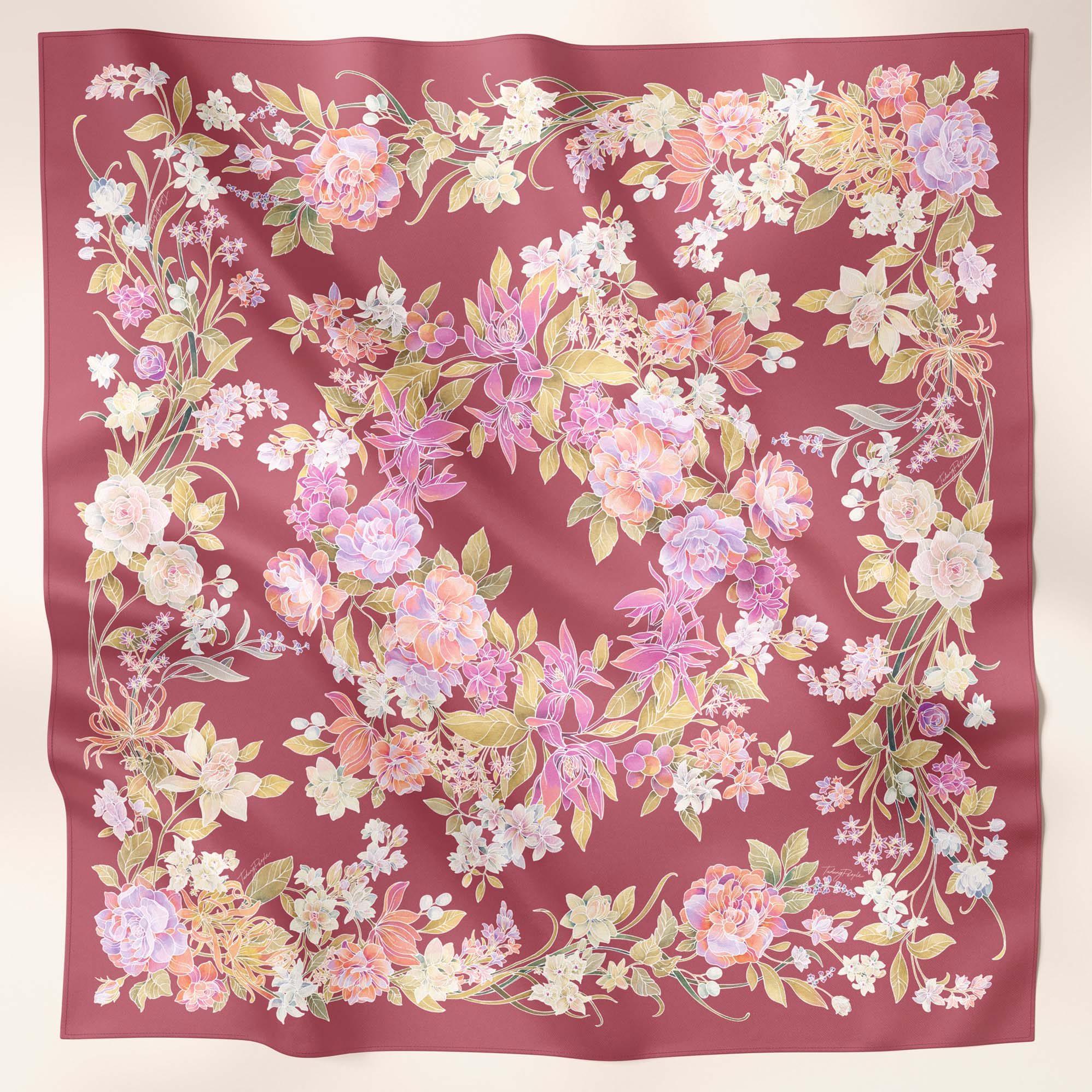LE Batik Floral in Ruby (SQ) - TudungPeople