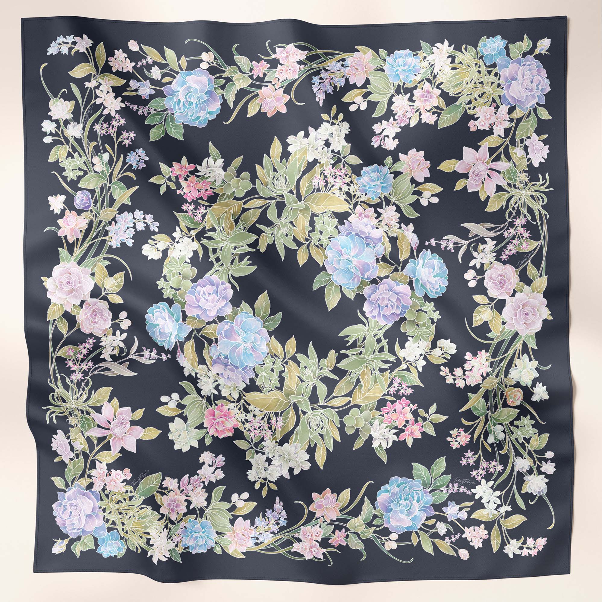 LE Batik Floral in Slate Grey (SQ) - TudungPeople